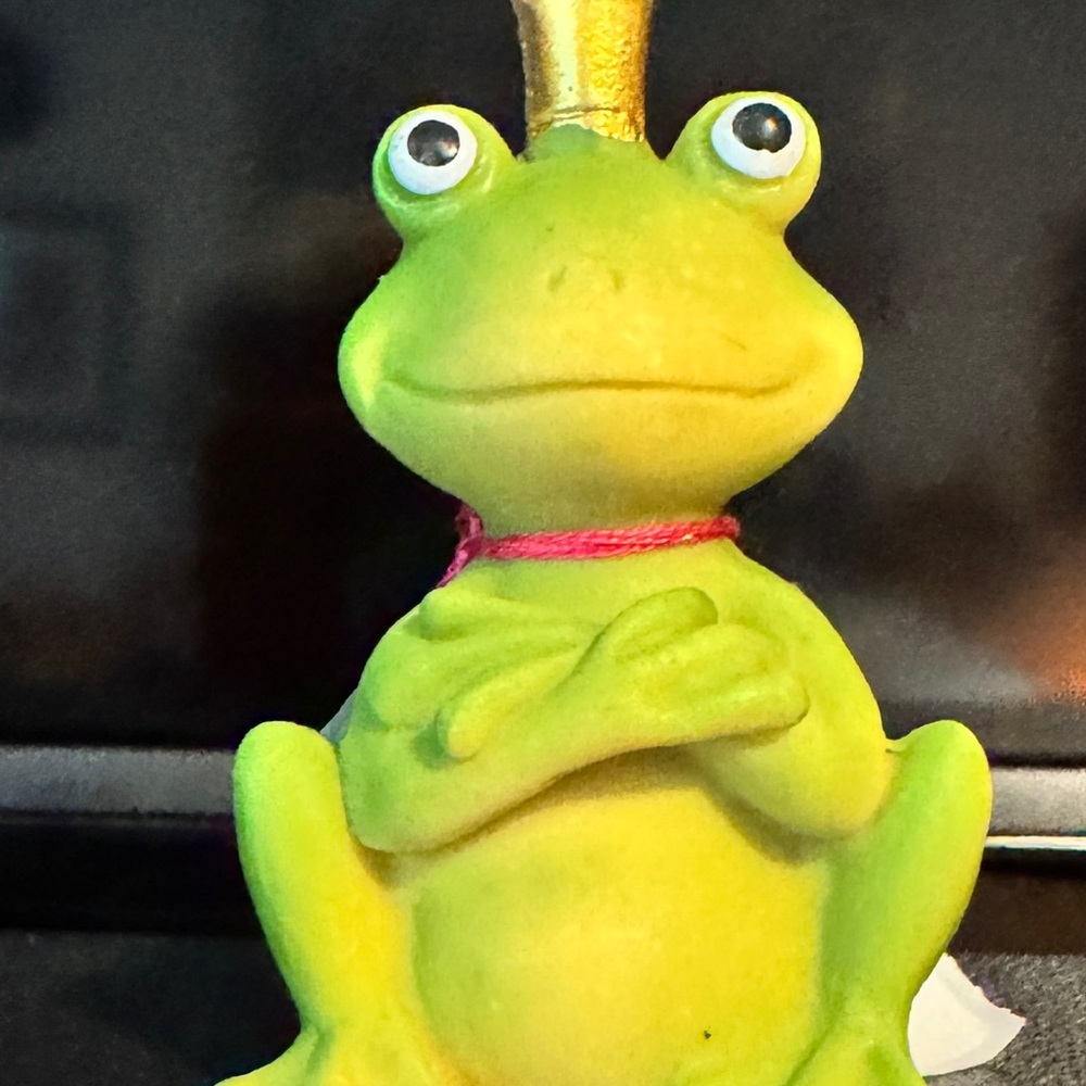 Whimsical Frog Figurine with Gold Crown